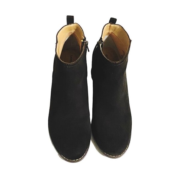 Lands’ End dark brown suede chunky heel booties, size 8 - Picture 3 of 11